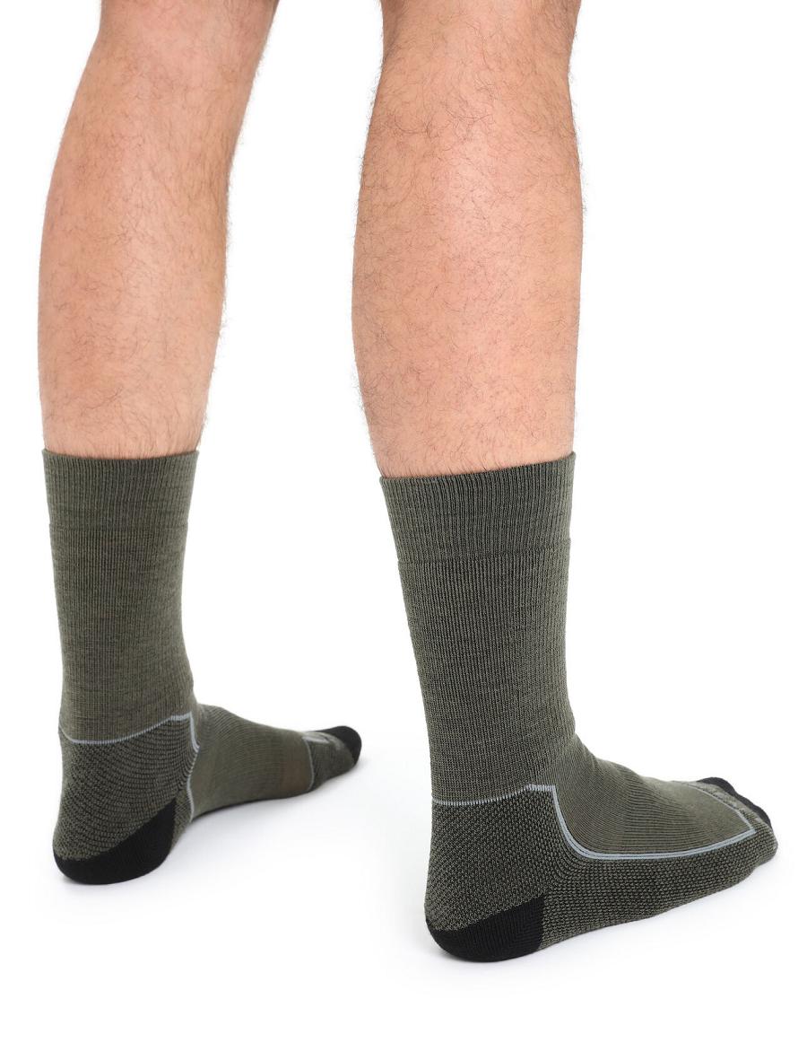 Chaussettes Icebreaker Merino Hike+ Medium Crew Homme Vert Olive Noir | FR 1024YXFU